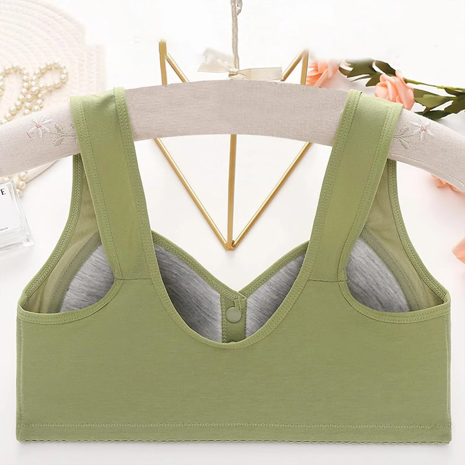 Underoutfit Bras for Women,No Underwire Breathable Bras Full Support Front Closure Bras Plus Size Front Button Bras