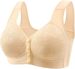 Underoutfit Bras for Women,No Underwire Breathable Bras Full Support Front Closure Bras Plus Size Front Button Bras