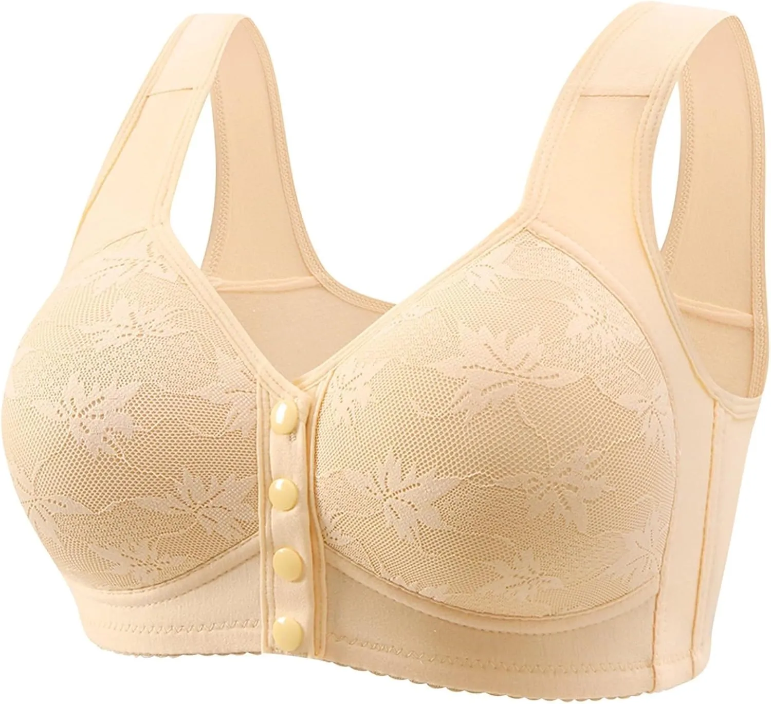 Underoutfit Bras for Women,No Underwire Breathable Bras Full Support Front Closure Bras Plus Size Front Button Bras