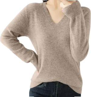 V Neck Cashmere Sweater for Women Fashion Soft Warm Long Sleeve Sweaters Solid Color Lightweight Cozy Trendy Outfits
