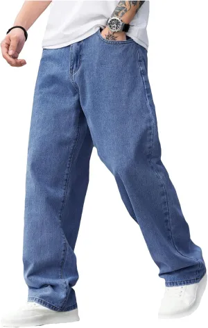 Verdusa Men's Casual Straight Leg Jeans Denim Pants Long Trousers
