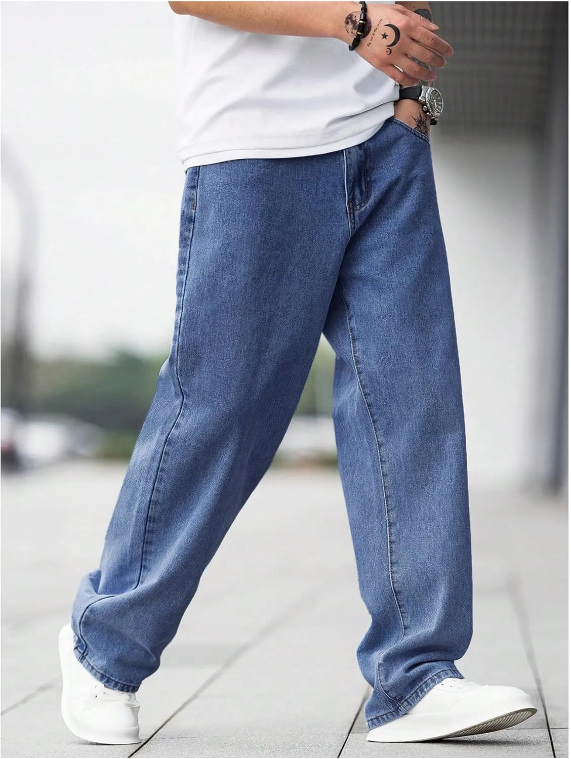 Verdusa Men's Casual Straight Leg Jeans Denim Pants Long Trousers