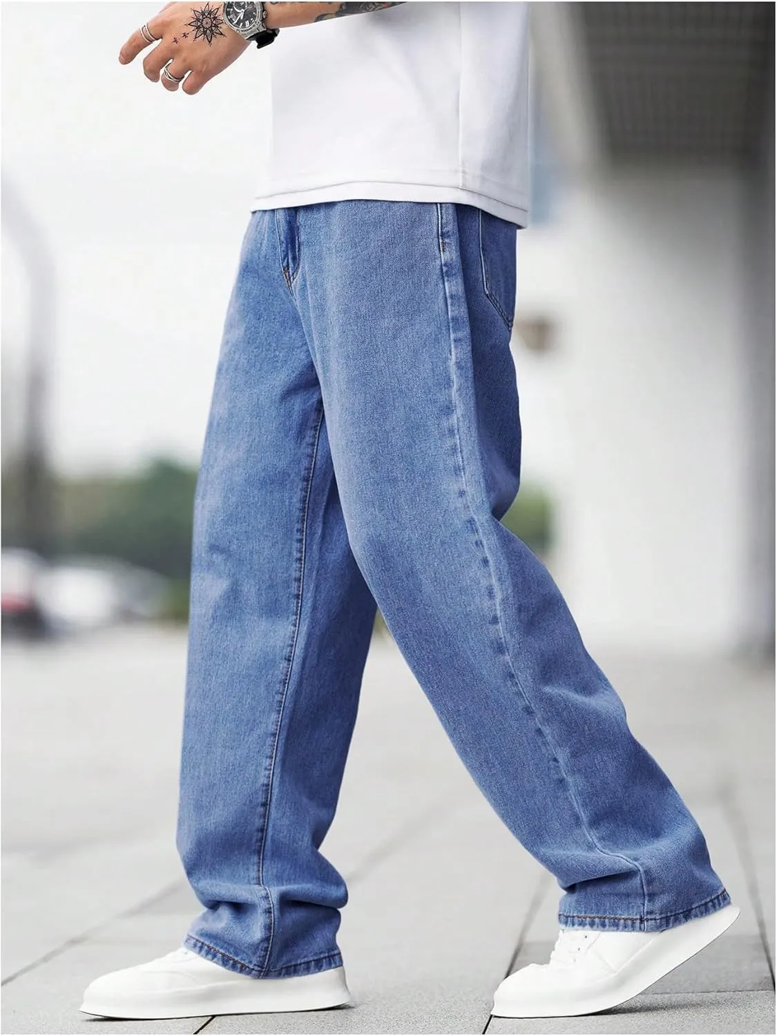 Verdusa Men's Casual Straight Leg Jeans Denim Pants Long Trousers
