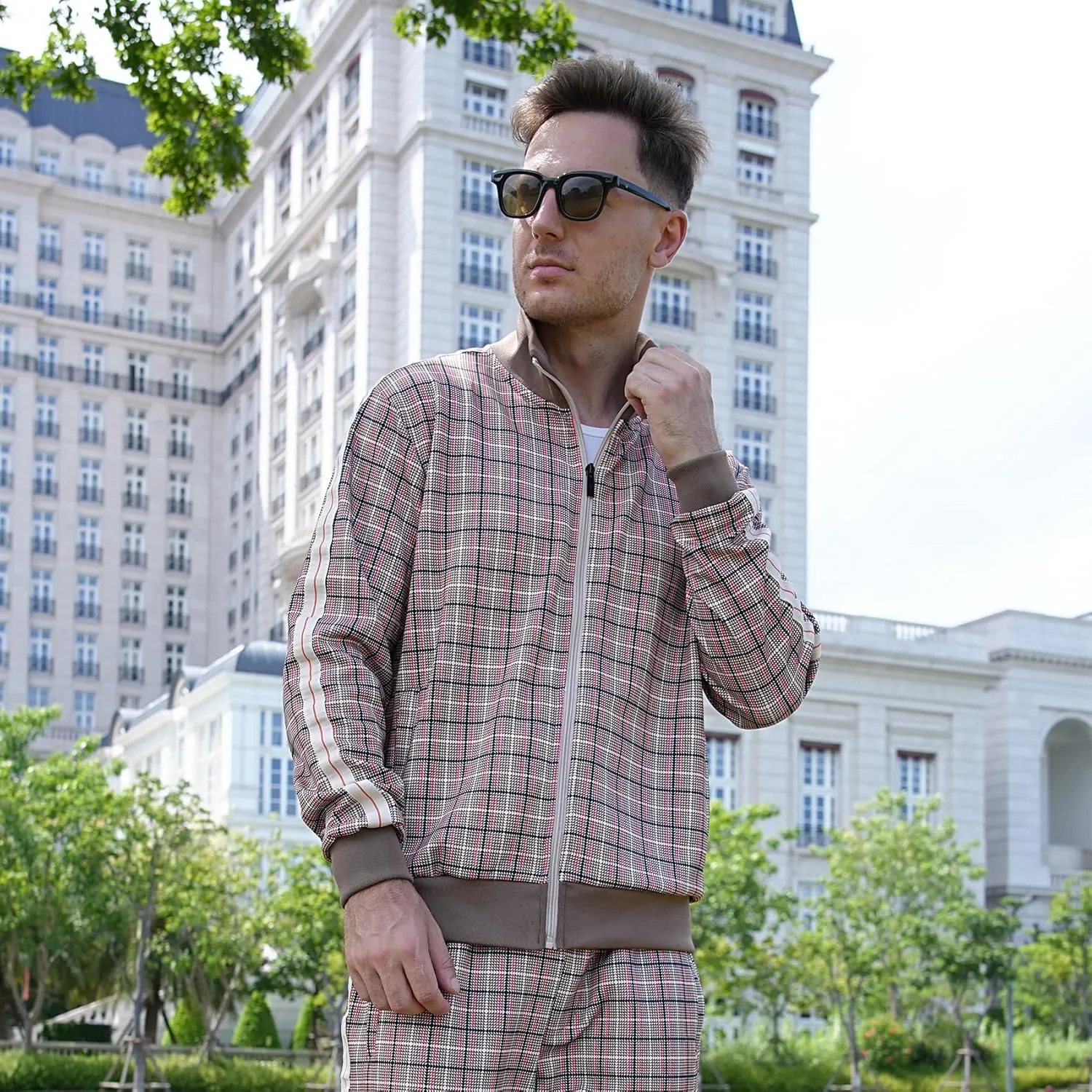 W JIANWANG Men's Casual Tracksuits Long Sleeve Jogging Suits Sweatsuit Sets Track Jackets and Pants 2 Piece Outfit