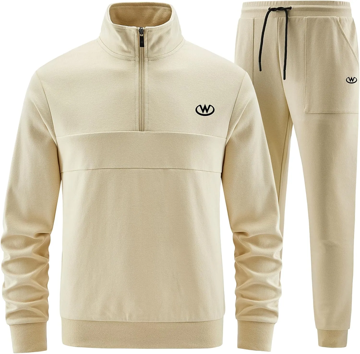 W JIANWANG Men's Casual Tracksuits Long Sleeve Jogging Suits Sweatsuit Sets Track Jackets and Pants 2 Piece Outfit