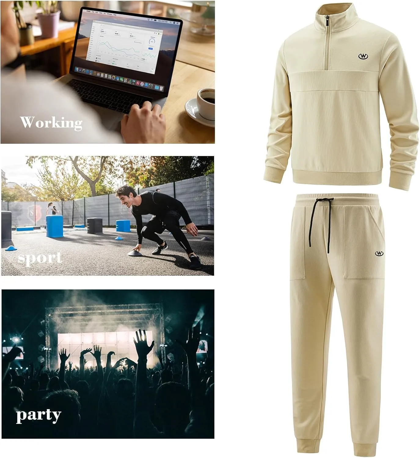W JIANWANG Men's Casual Tracksuits Long Sleeve Jogging Suits Sweatsuit Sets Track Jackets and Pants 2 Piece Outfit