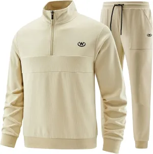 W JIANWANG Men's Casual Tracksuits Long Sleeve Jogging Suits Sweatsuit Sets Track Jackets and Pants 2 Piece Outfit