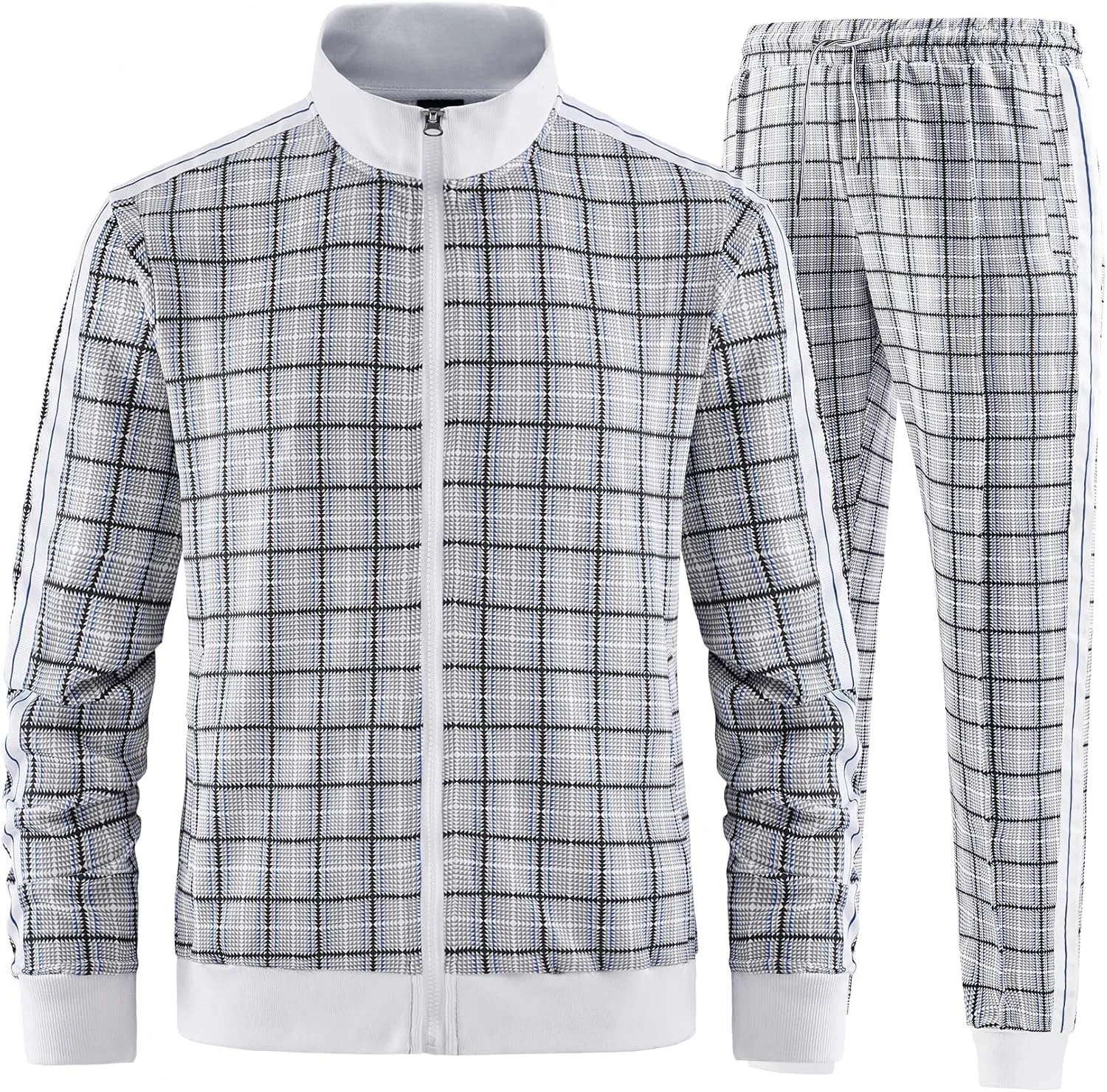 W JIANWANG Men's Casual Tracksuits Long Sleeve Jogging Suits Sweatsuit Sets Track Jackets and Pants 2 Piece Outfit