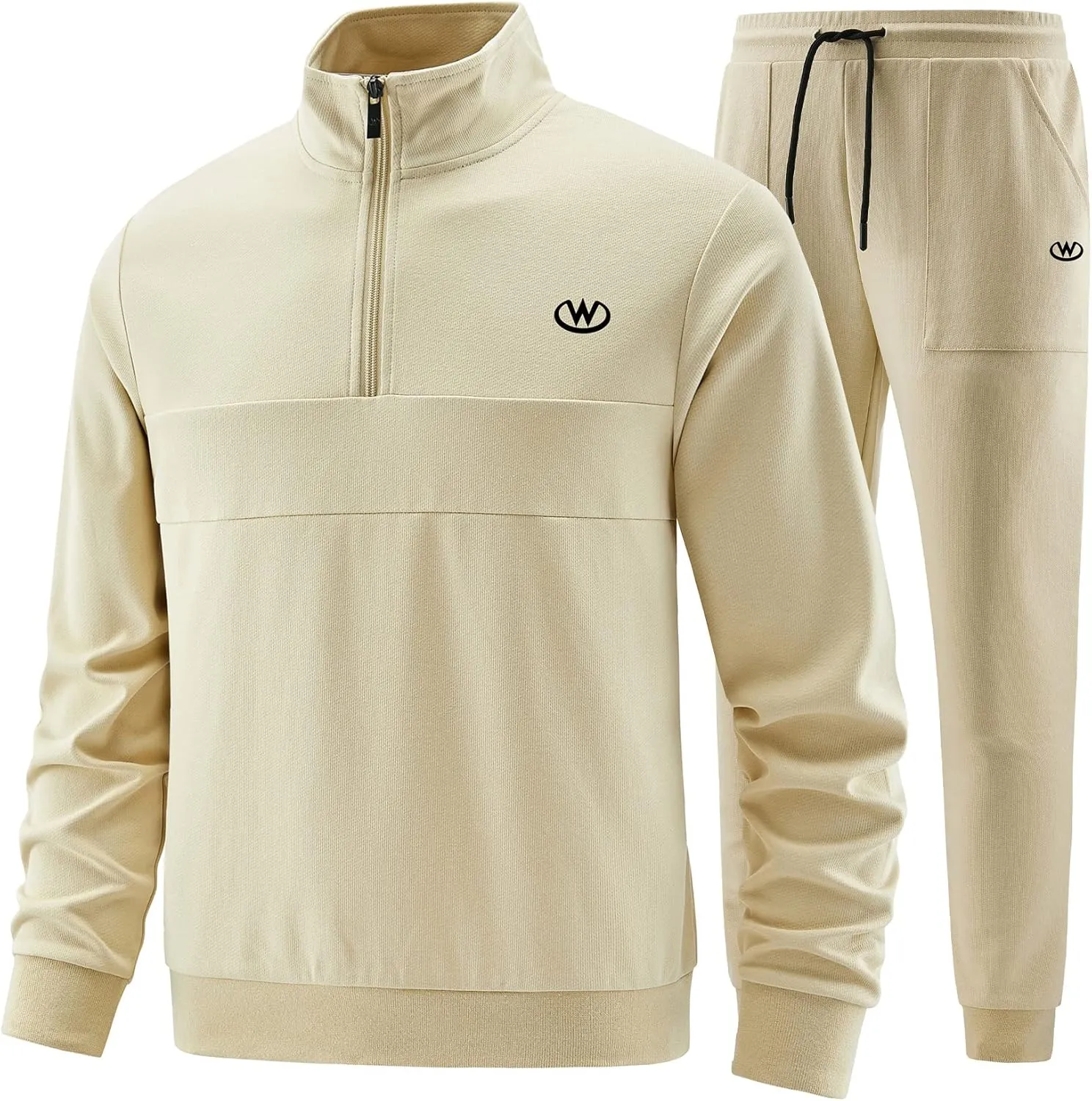 W JIANWANG Men's Casual Tracksuits Long Sleeve Jogging Suits Sweatsuit Sets Track Jackets and Pants 2 Piece Outfit