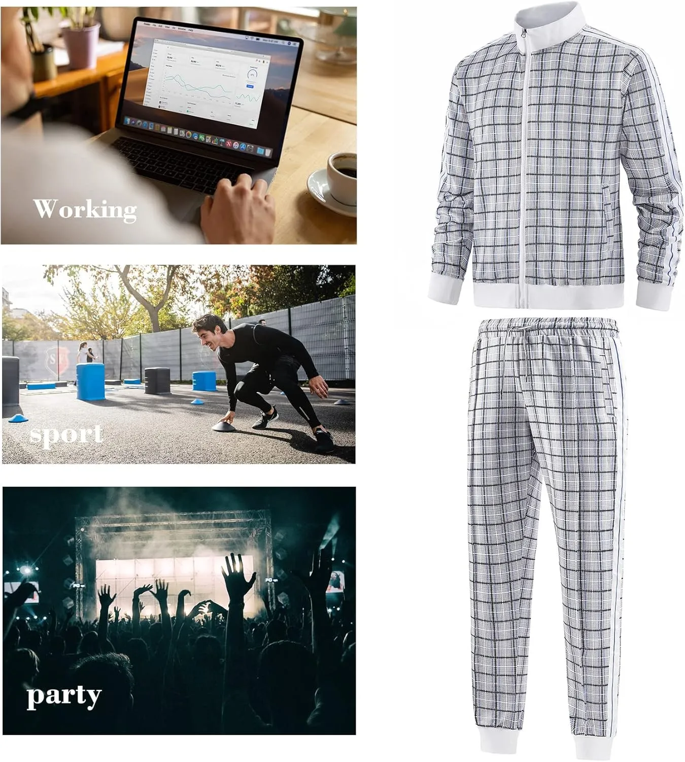 W JIANWANG Men's Casual Tracksuits Long Sleeve Jogging Suits Sweatsuit Sets Track Jackets and Pants 2 Piece Outfit