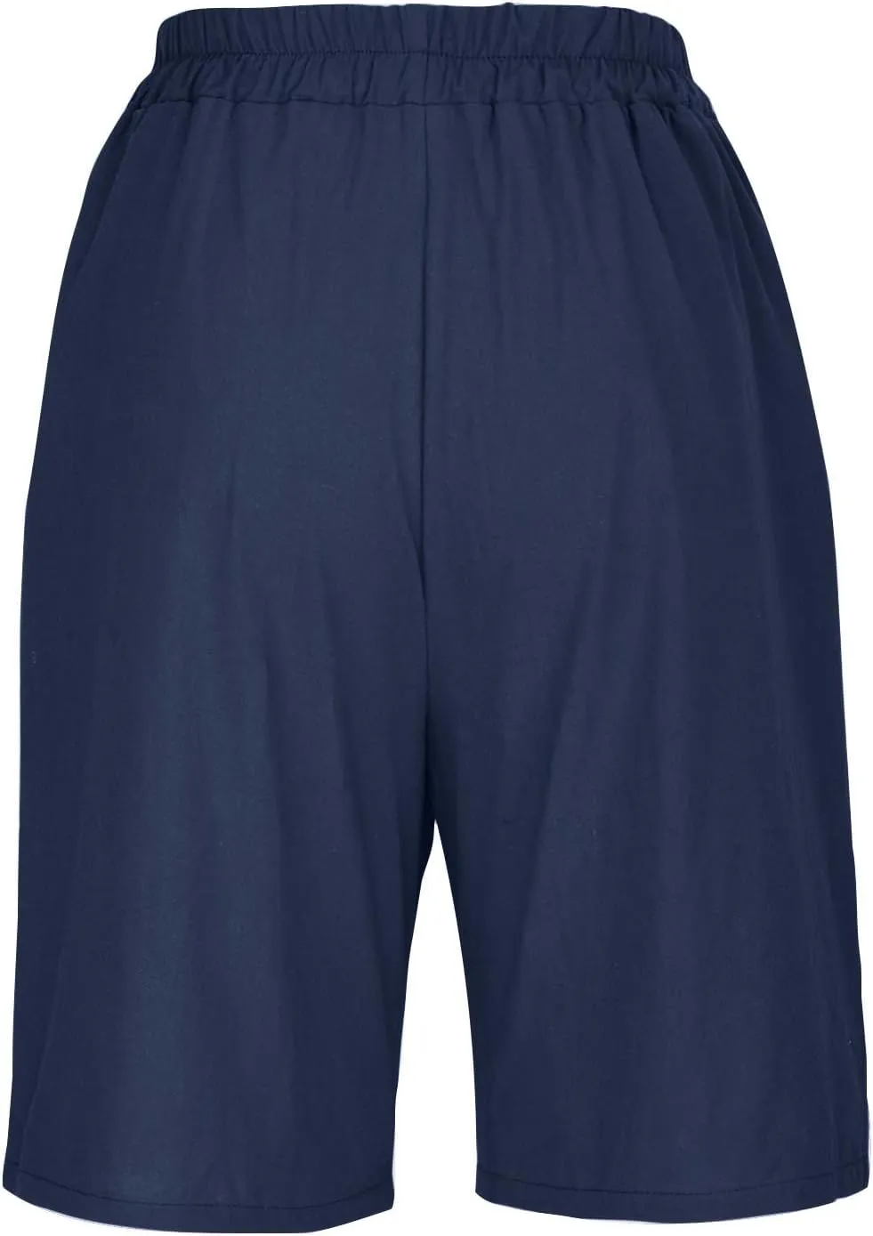 Wide Leg Cotton Linen Shorts for Women High Waisted Comfy Bermuda Shorts Casual Loose Knee Length Pants with Pockets
