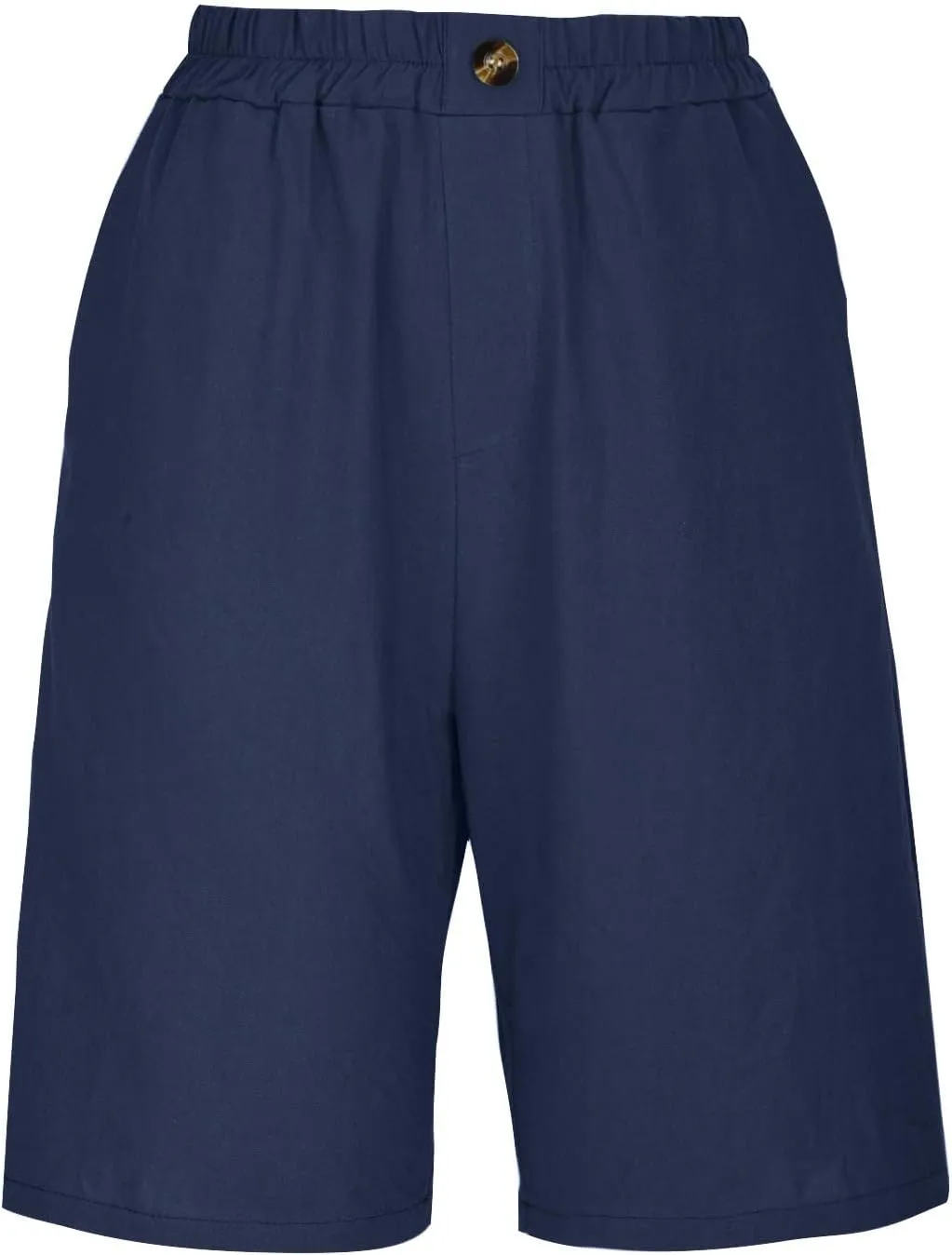 Wide Leg Cotton Linen Shorts for Women High Waisted Comfy Bermuda Shorts Casual Loose Knee Length Pants with Pockets