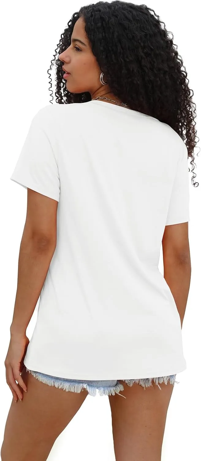 WIHOLL Summer Tops for Women Scoop Neck Basic Tees Short Sleeve Casual T-Shirts Loose Fit
