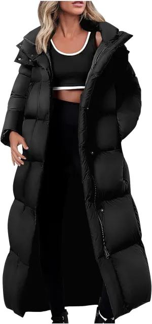 Winter Coats for Women Waterproof Long Winter Coat Thickened Down Alternative Jacket Warm Puffer Jacket Hooded Parka