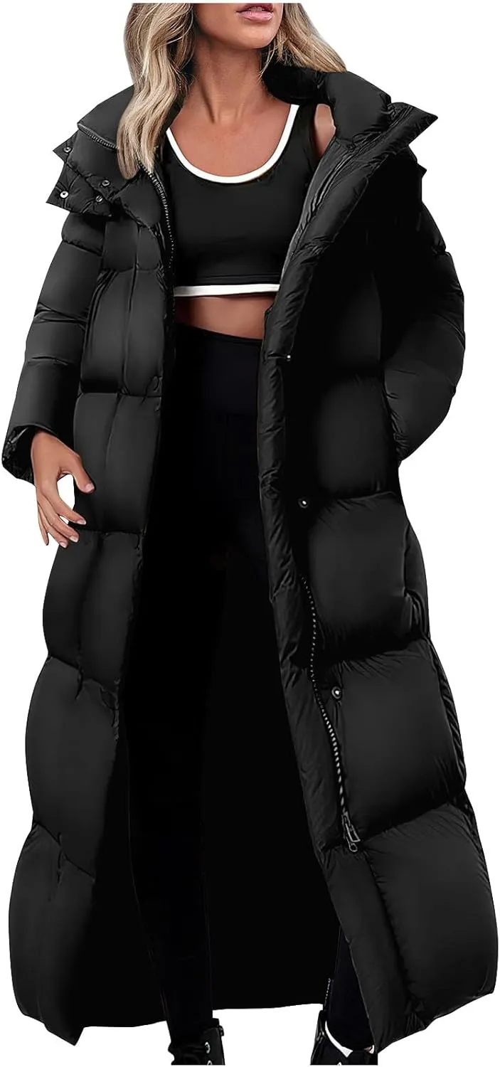 Winter Coats for Women Waterproof Long Winter Coat Thickened Down Alternative Jacket Warm Puffer Jacket Hooded Parka