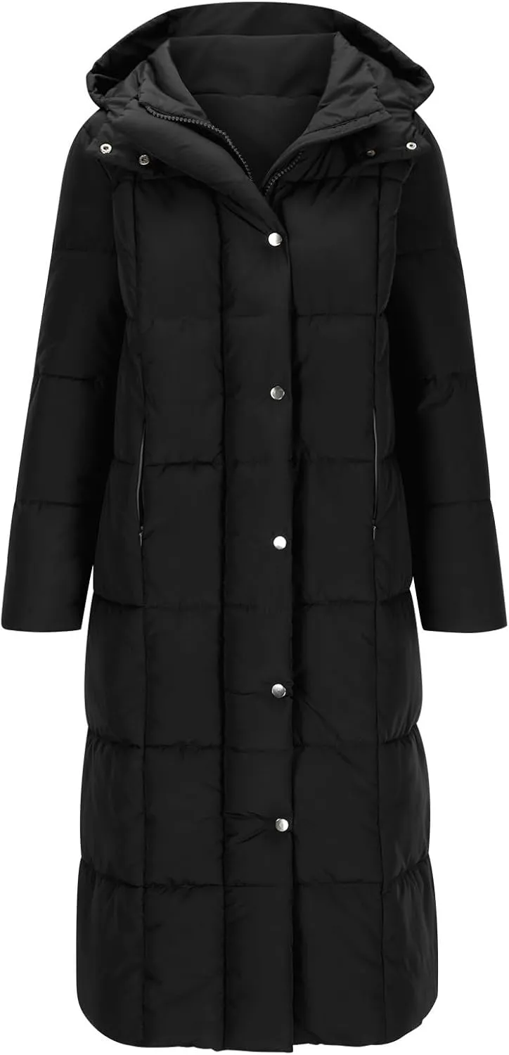 Winter Coats for Women Waterproof Long Winter Coat Thickened Down Alternative Jacket Warm Puffer Jacket Hooded Parka