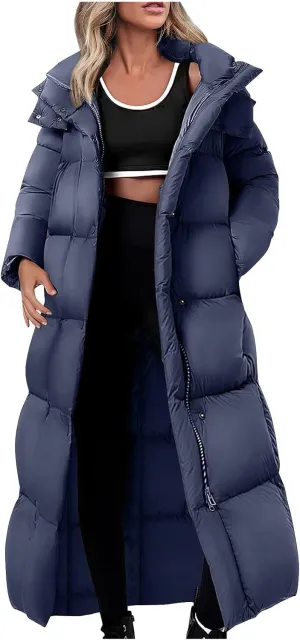 Winter Coats for Women Waterproof Long Winter Coat Thickened Down Alternative Jacket Warm Puffer Jacket Hooded Parka