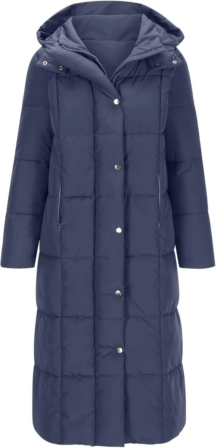 Winter Coats for Women Waterproof Long Winter Coat Thickened Down Alternative Jacket Warm Puffer Jacket Hooded Parka