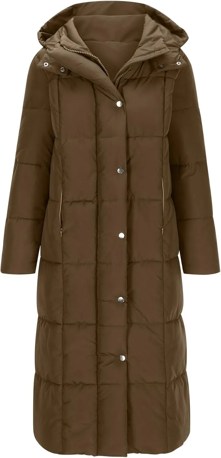 Winter Coats for Women Waterproof Long Winter Coat Thickened Down Alternative Jacket Warm Puffer Jacket Hooded Parka