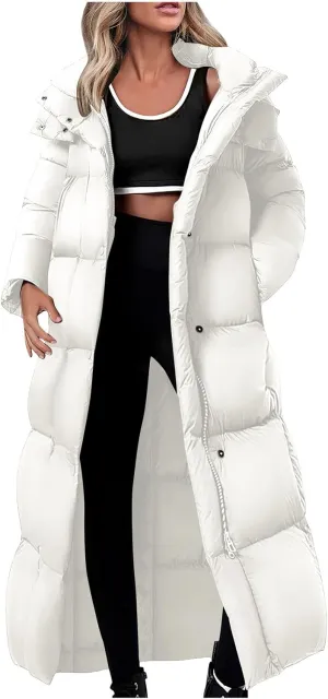 Winter Coats for Women Waterproof Long Winter Coat Thickened Down Alternative Jacket Warm Puffer Jacket Hooded Parka