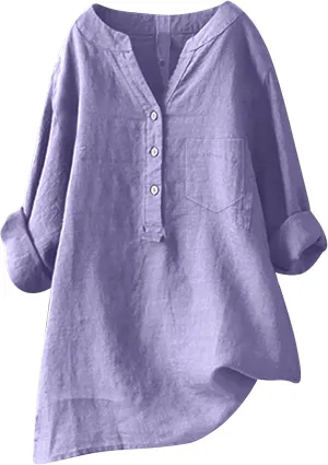 Women Button Up Shirt Plain Short Sleeve Linen Summer Casual Dress Blouse Tops Loose Tee Shirts