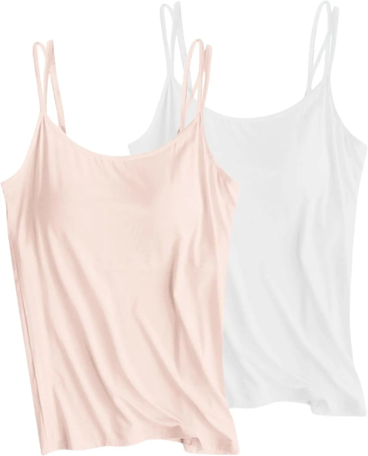 Women Camisole with Built in Bra, Womens Adjustable Spaghetti Strap Cami Tanks Basic Padded Comfy Yoga Tops