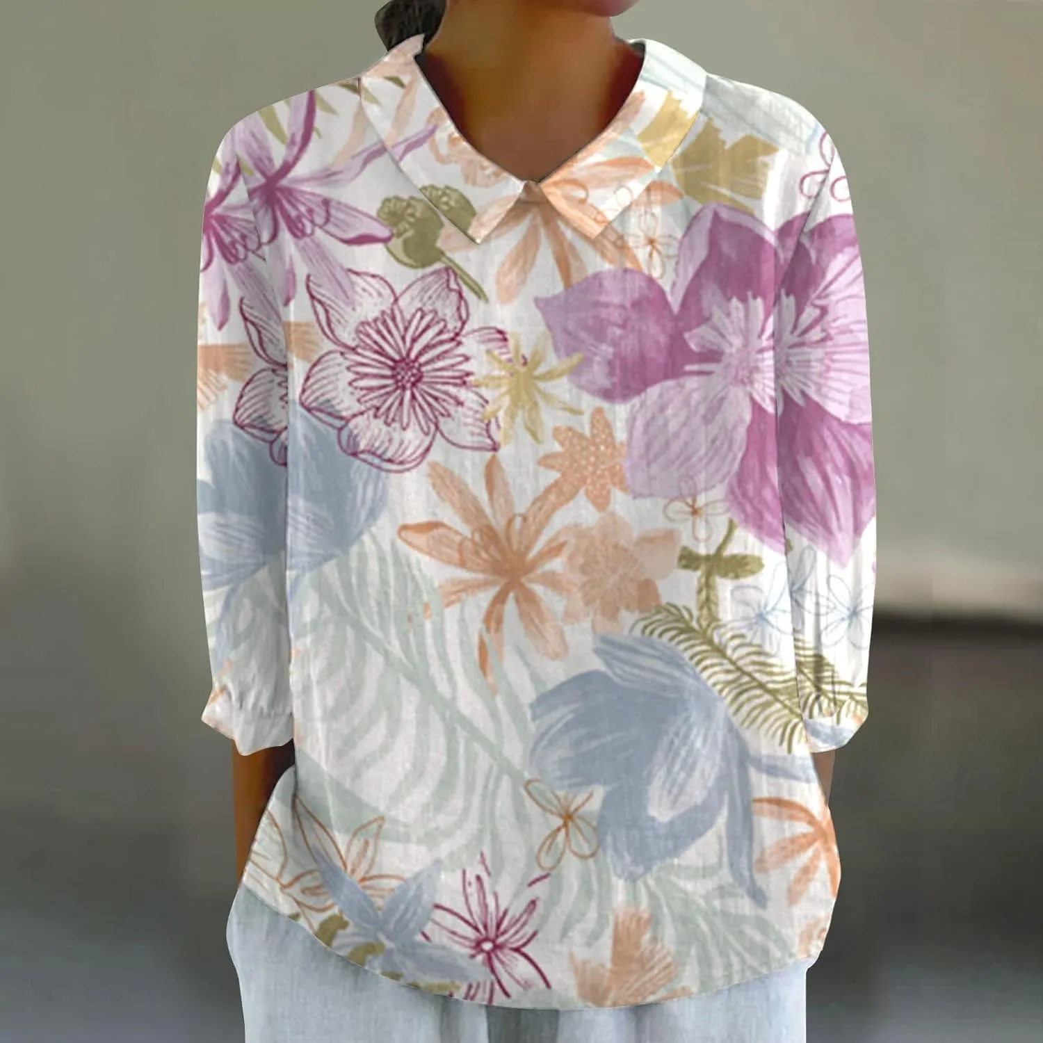 Women Cotton Linen Tops Causal Summer Short Sleeve Oversized T Shirts Crew Neck Loose Blouses Linen Shirts