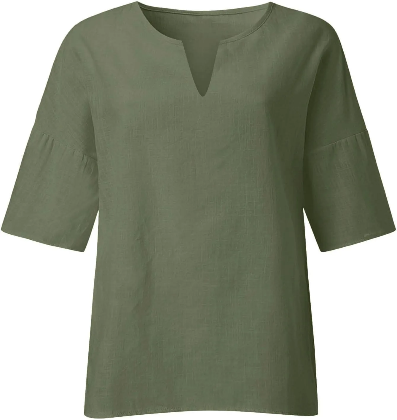 Women Cotton Linen Tops Causal Summer Short Sleeve Oversized T Shirts V Neck Loose Blouses 2025 Trendy Outfits