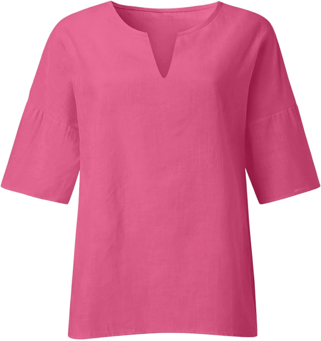 Women Cotton Linen Tops Causal Summer Short Sleeve Oversized T Shirts V Neck Loose Blouses 2025 Trendy Outfits