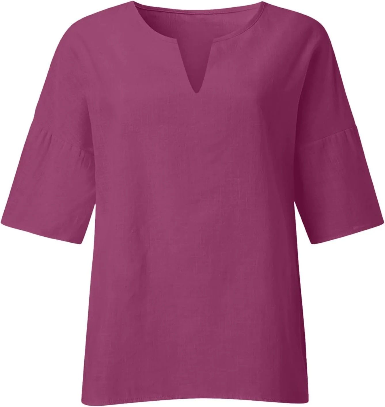 Women Cotton Linen Tops Causal Summer Short Sleeve Oversized T Shirts V Neck Loose Blouses 2025 Trendy Outfits