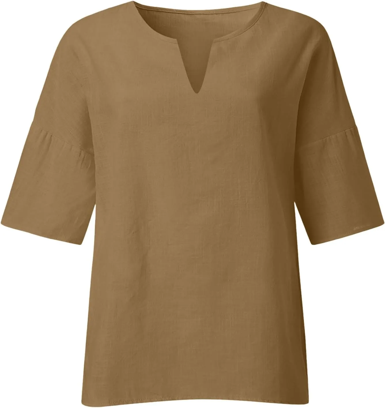 Women Cotton Linen Tops Causal Summer Short Sleeve Oversized T Shirts V Neck Loose Blouses 2025 Trendy Outfits