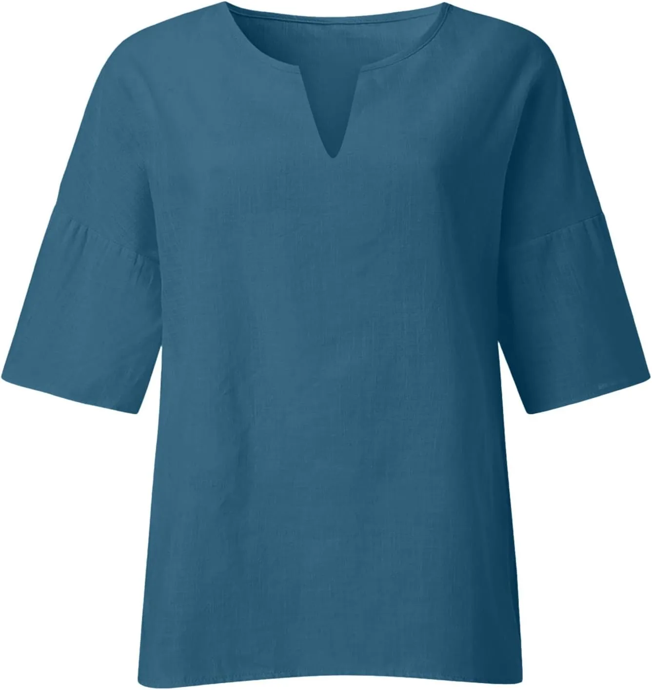Women Cotton Linen Tops Causal Summer Short Sleeve Oversized T Shirts V Neck Loose Blouses 2025 Trendy Outfits