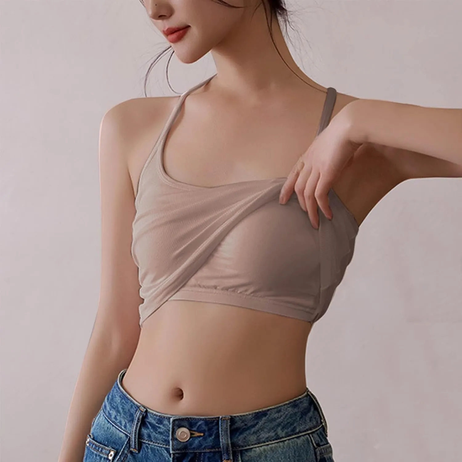 Women Ribbed Racer Back Cami Tops Summer Built in Bra Yoga Workout Tank Top Sexy Form Fitting Square Neck Undershirt