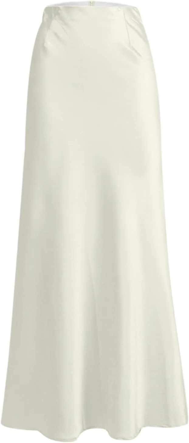 Women Spring Summer Skirt 2024 Silk Elegant High Waist Cocktail Party Wedding Hem Satin Maxi Skirts Corduroy Mini