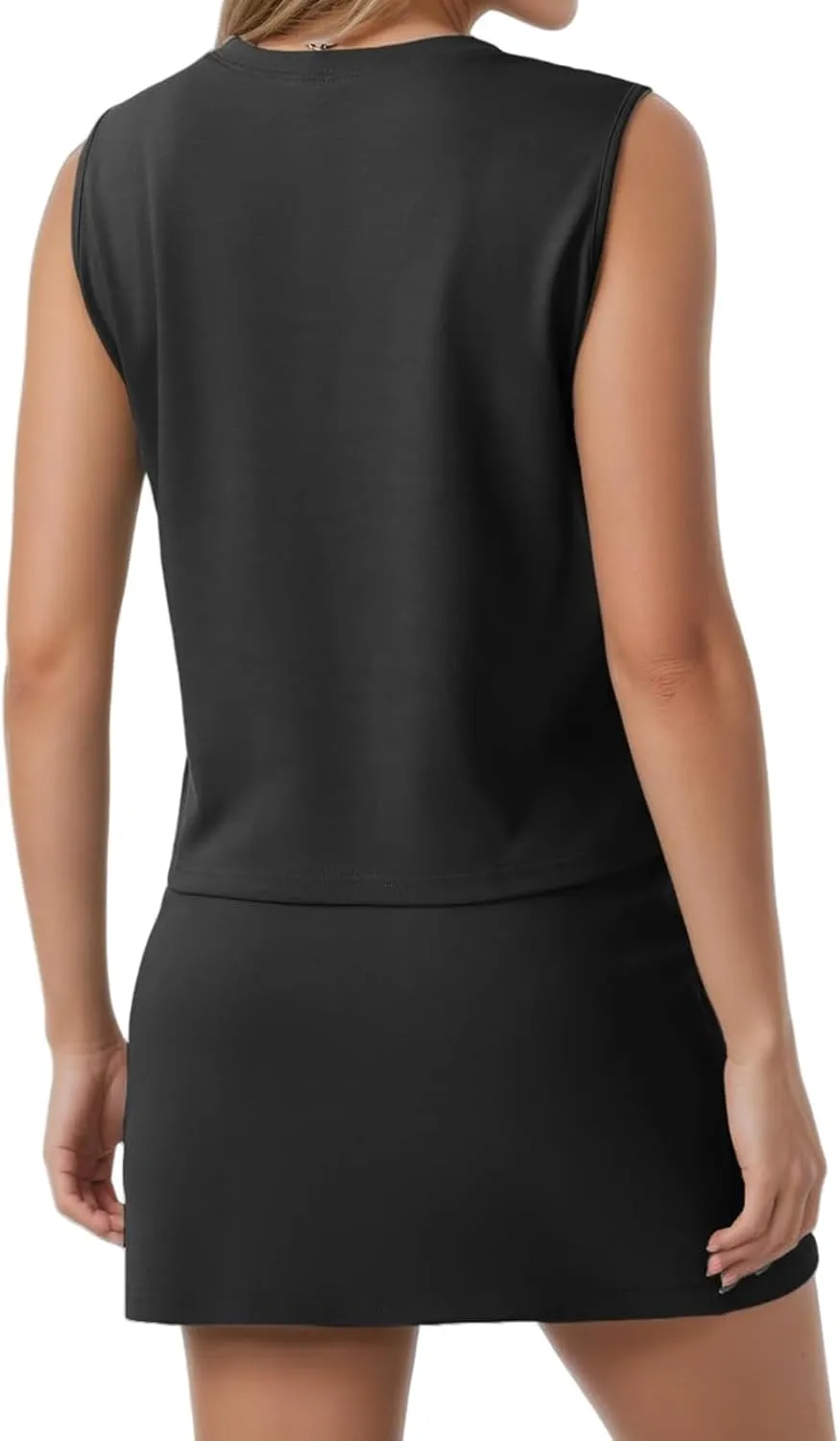 Womens 2 Piece Skirt Sets Summer Athletic Crew Neck Sleeveless Tops Lace Up Short Skirts Outfits Casual Tracksuits