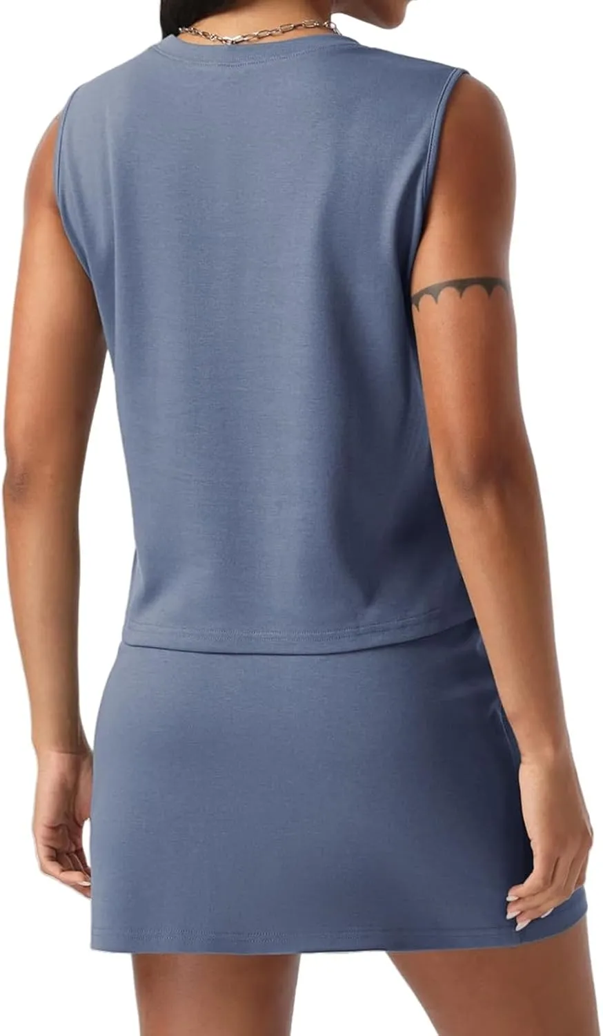 Womens 2 Piece Skirt Sets Summer Athletic Crew Neck Sleeveless Tops Lace Up Short Skirts Outfits Casual Tracksuits