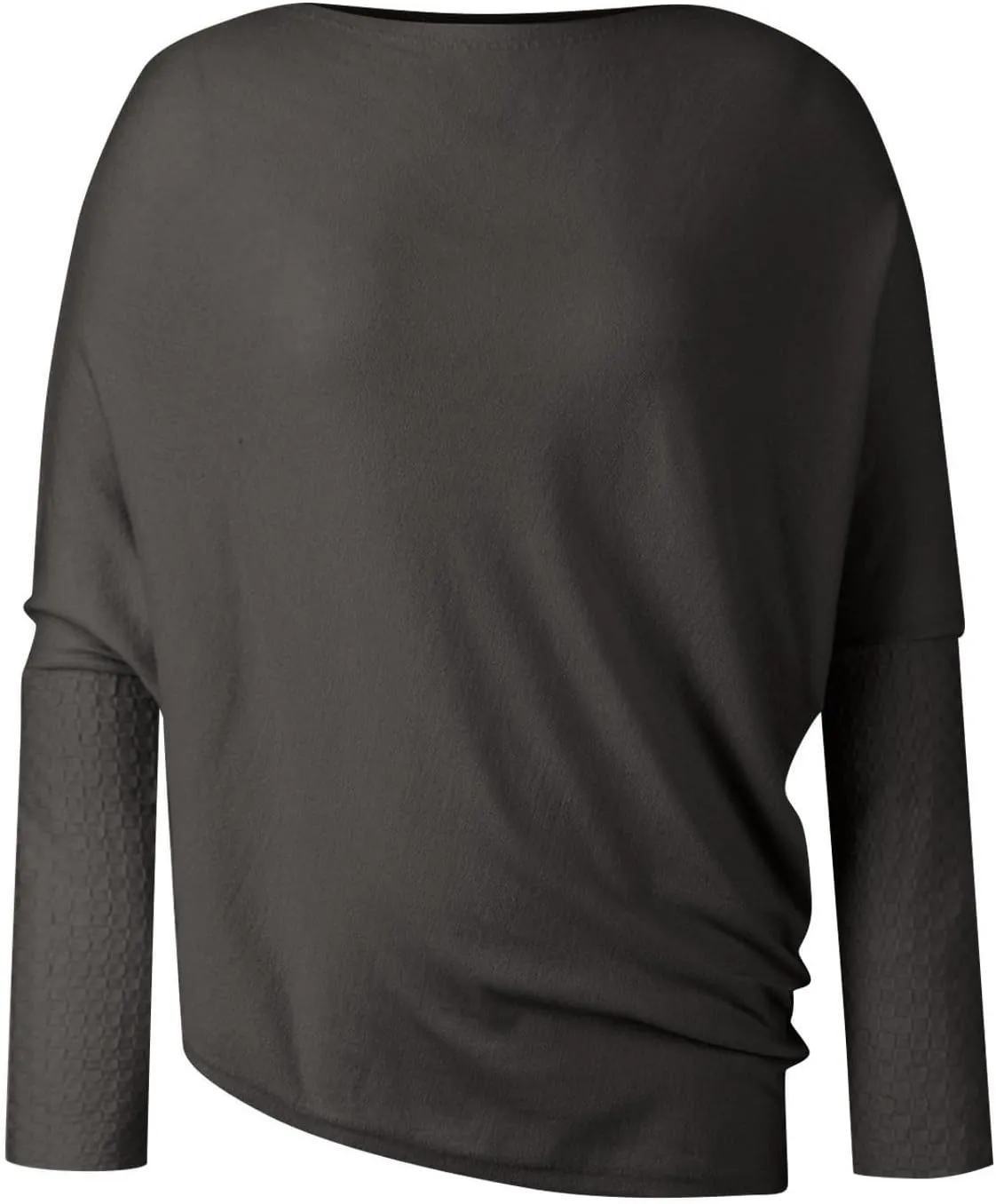 Womens Asymmetric Draped Jumper Long Batwing Sleeve Boat Neck Off The Shoulder Tunic Knit Winter Pullover Sweaters