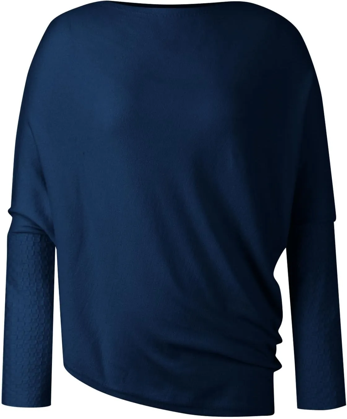 Womens Asymmetric Draped Jumper Long Batwing Sleeve Boat Neck Off The Shoulder Tunic Knit Winter Pullover Sweaters