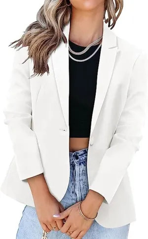 Womens Blazers for Work Casual Open Front Blazer Long Sleeve Work Office Jacket Lapel Collar Cardigan Jacket