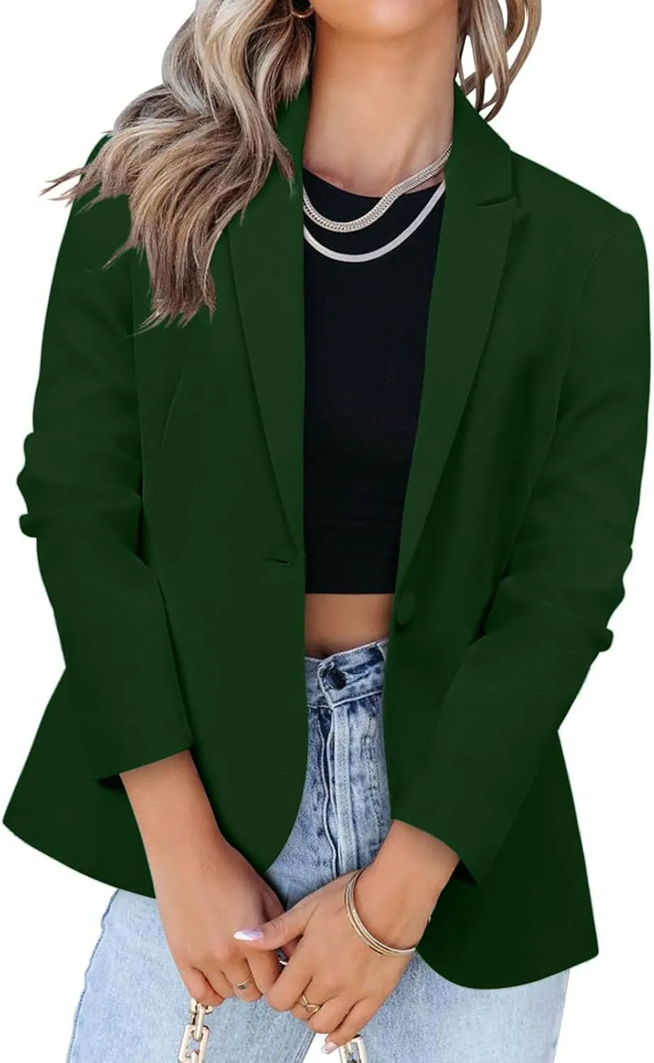Womens Blazers for Work Casual Open Front Blazer Long Sleeve Work Office Jacket Lapel Collar Cardigan Jacket