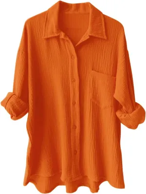 Womens Button Linen Short Sleeve T-Shirts Summer Henley Casual Plus Size Tunic Top V Neck Loose Tshirt