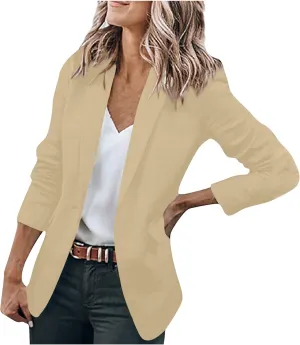 Women's Casual Blazer Casual Lapel Open Front Long Sleeve Work Office Suit Jacket Coat Blazer Dress