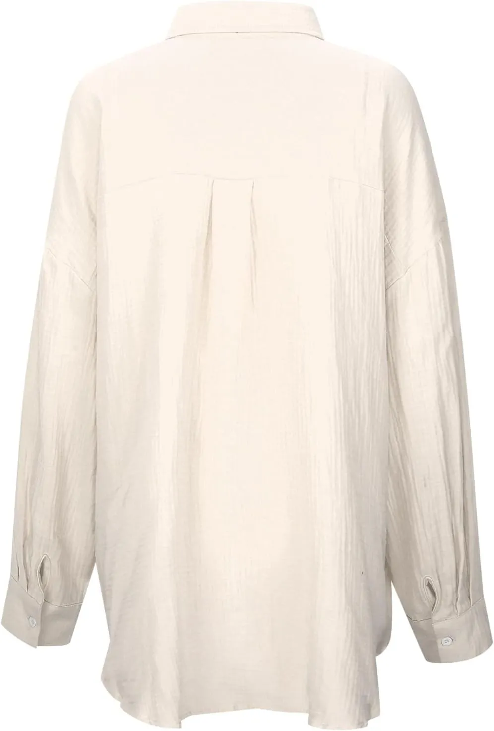 Womens Casual Fashion Solid Color Shirt Loose Fit Breathable Oversized Blouse