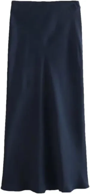 Women's Casual Slim Fit Simple Versatile Silk Satin Texture Midi Skirt Women's High Waisted Skirt