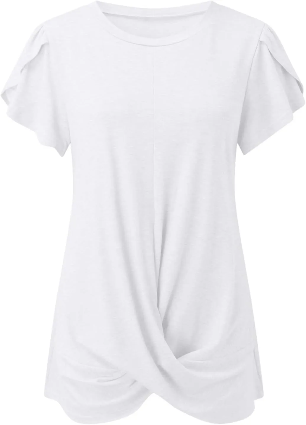Women's Comfy Casual Summer Tops Short Sleeve V Neck Blouses T Shirts Twist Knot Basic Tees