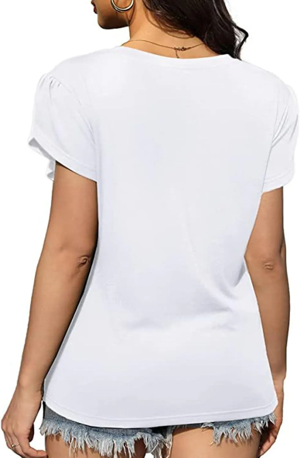 Women's Comfy Casual Summer Tops Short Sleeve V Neck Blouses T Shirts Twist Knot Basic Tees