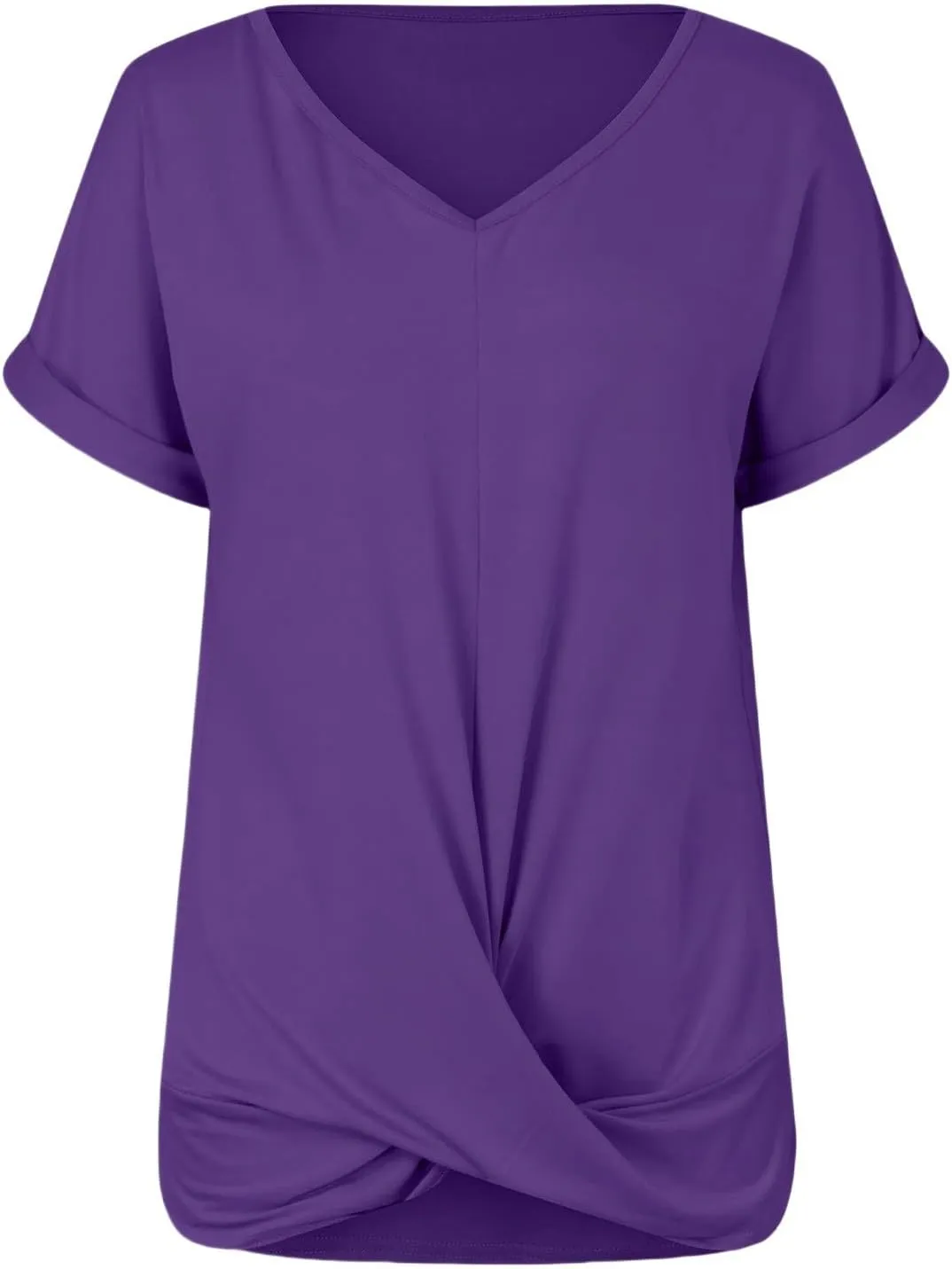 Women's Comfy Casual Summer Tops Short Sleeve V Neck Blouses T Shirts Twist Knot Basic Tees