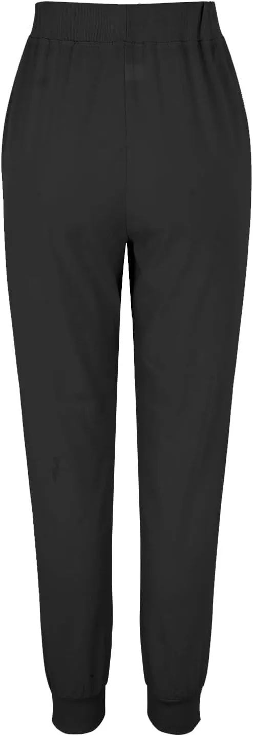 Womens Cotton Linen Tapered Pants Summer Drawstring Elastic Waist Pants Casual Trousers with Pockets