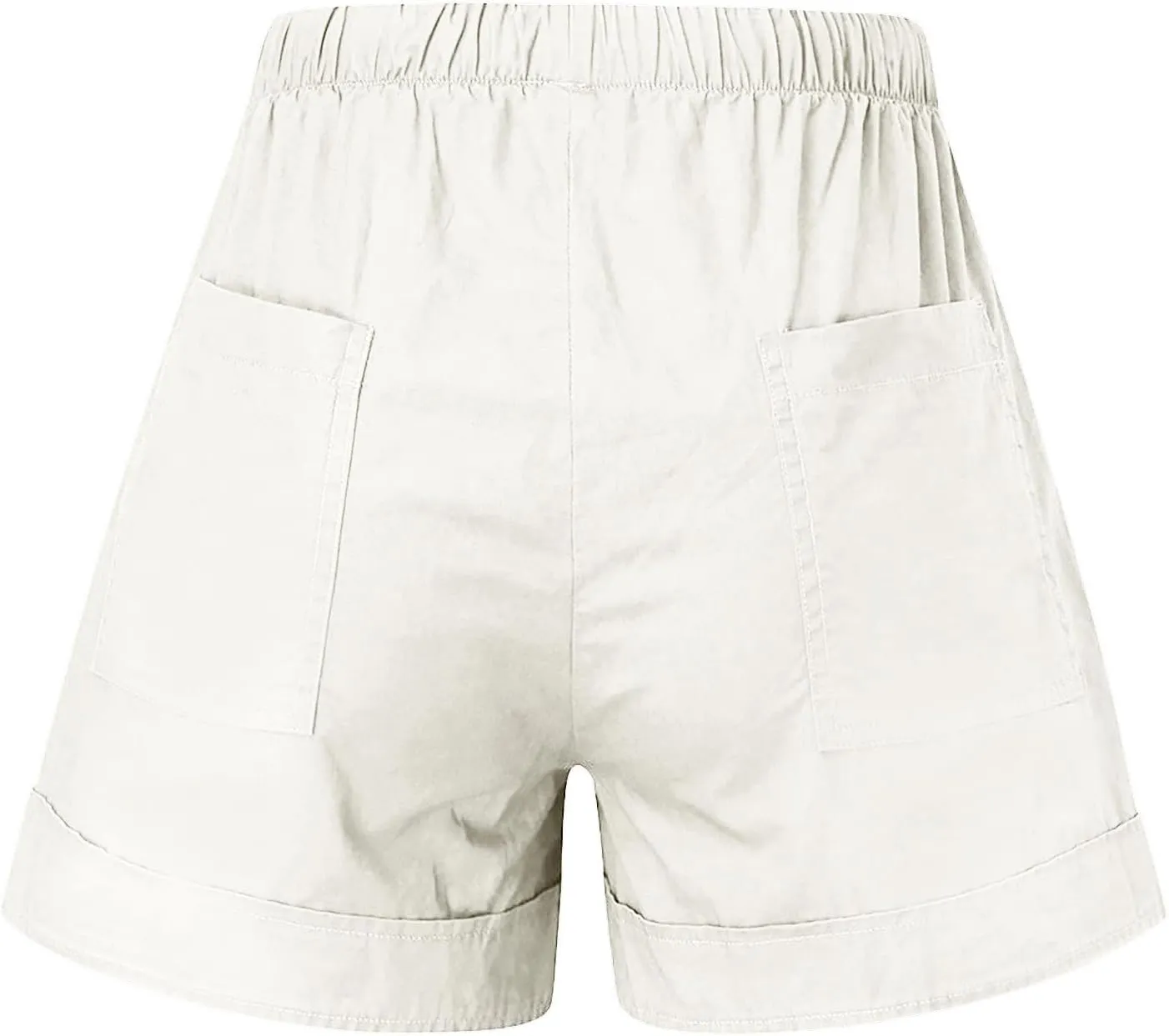 Womens Drawstring Shorts Summer Elastic Waist Casual Lightweight Pants with Pocket Solid Color Workout Trendy Shorts