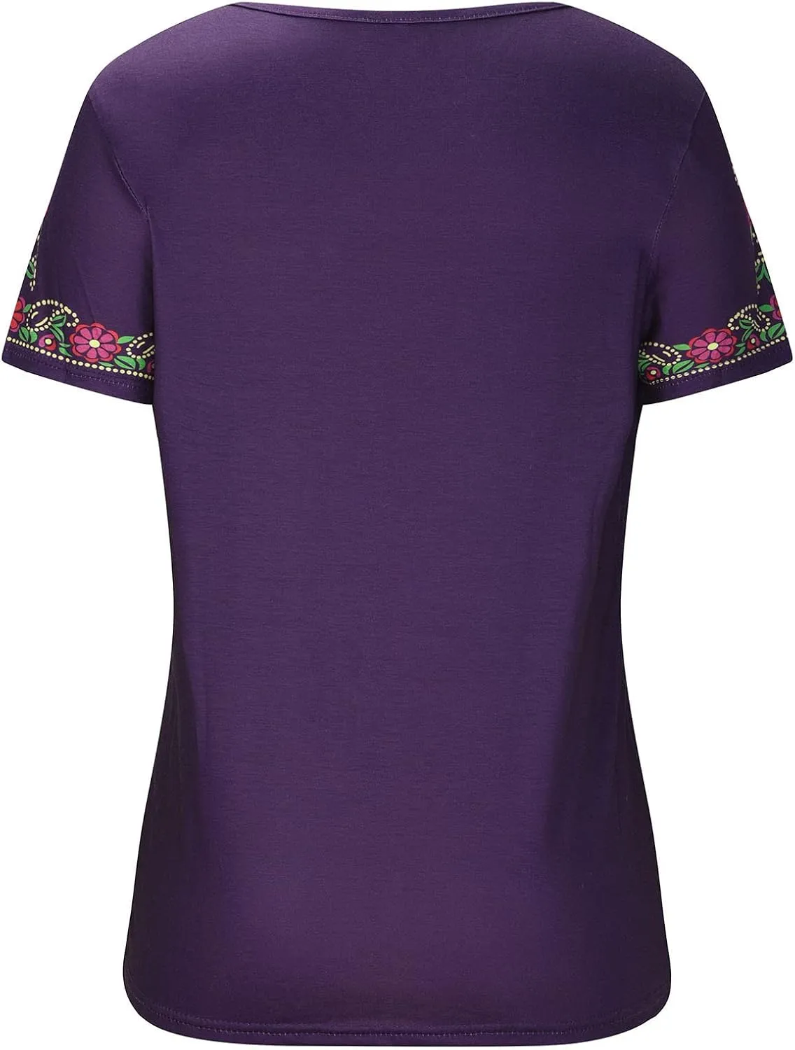 Women's Embroidered Tops Mexican Print Shirt V Neck Summer Casual Top Short Sleeve Tunic Tees Loose Blouses